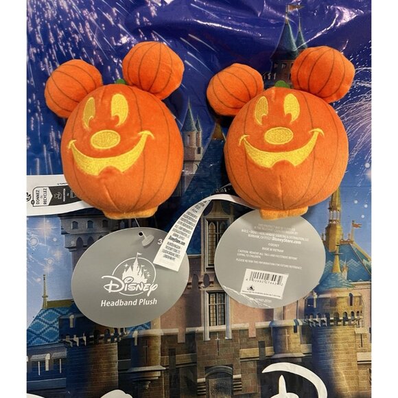2025 Disney Parks Create Headband Ears Pumpkin Mickey Mouse Halloween Plush Set - Picture 1 of 2